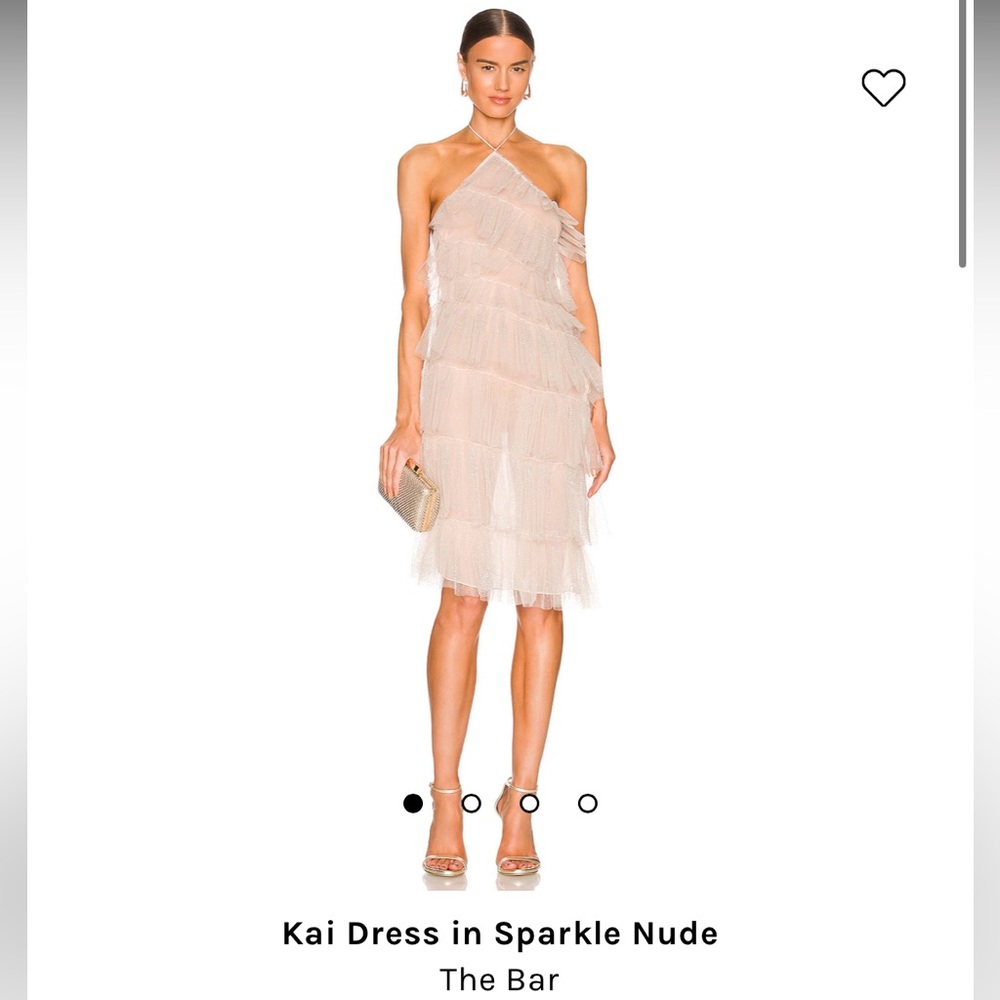 NEW- the bar Kai Dress in Nude Sparkle, MIDI length halter, Size 8